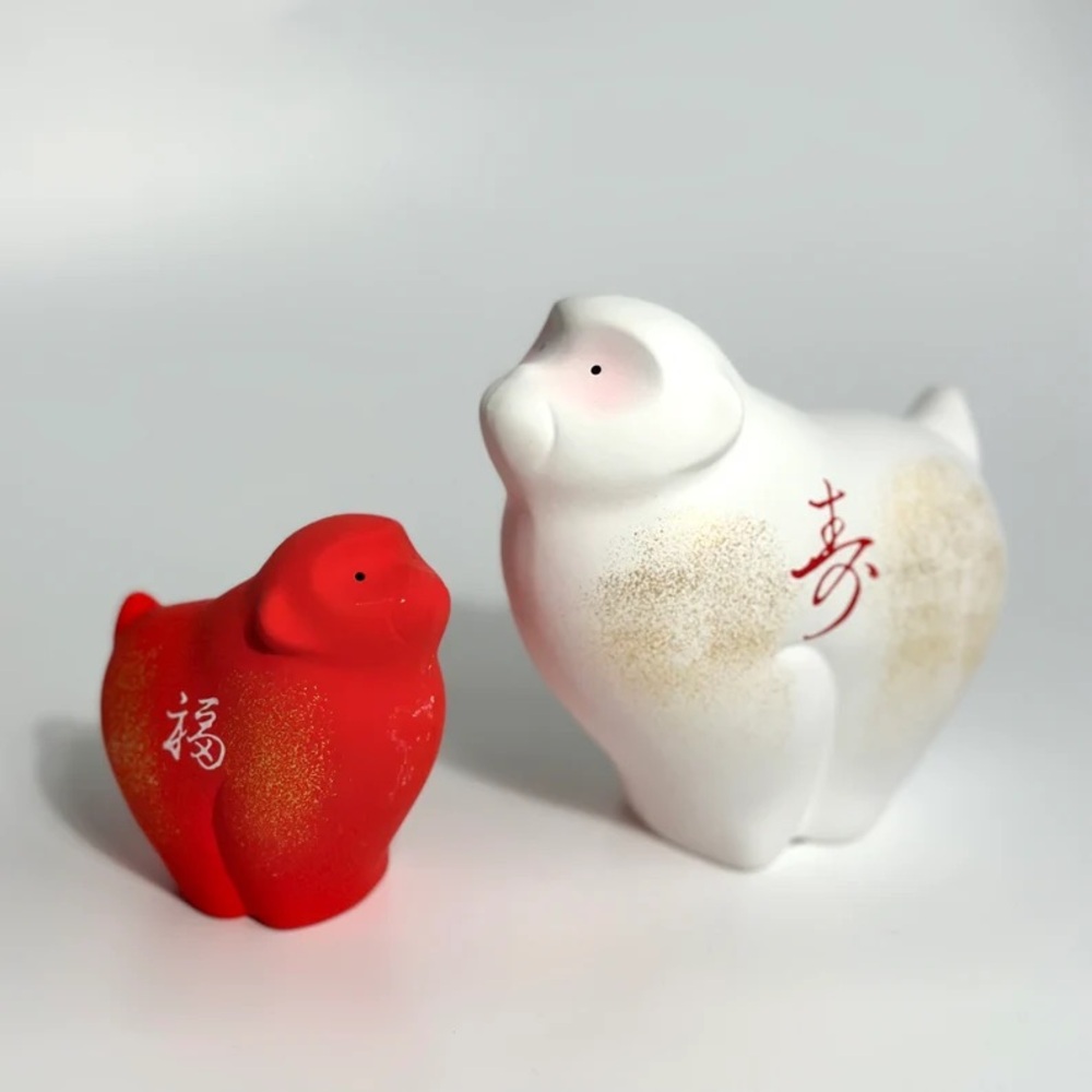 Japanese Hakata Monkey Figurines, Vintage, RARE, Pair, Collectable, With Box